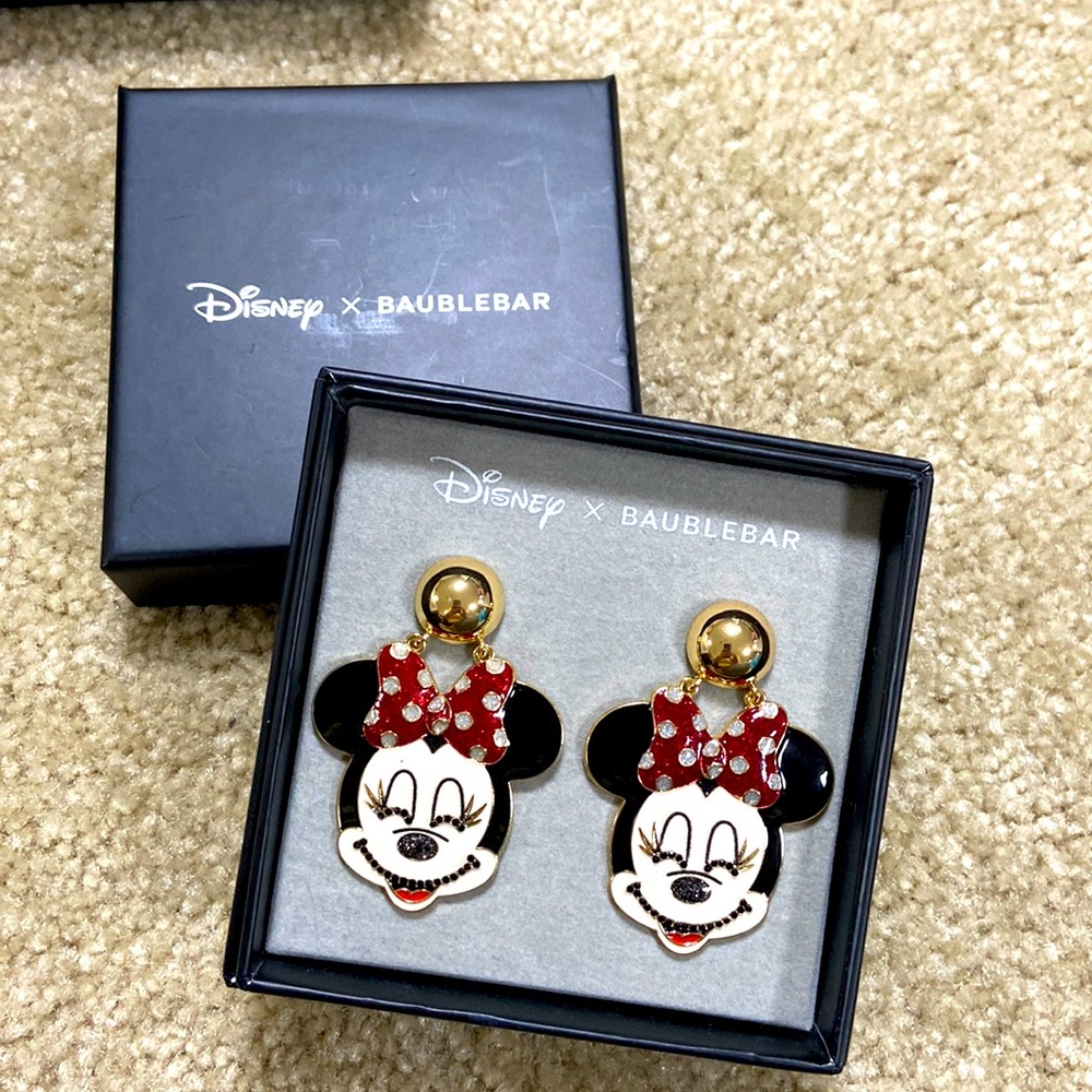 NEW BaubleBar Disney Minnie Mouse Mickey enamel earrings